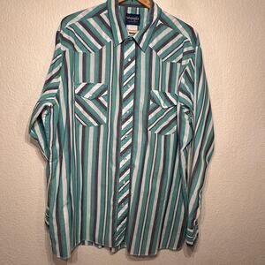 Vintage Wrangler Western Shirts Men's Pearl Snap Long Sleeve Shirt 2XL